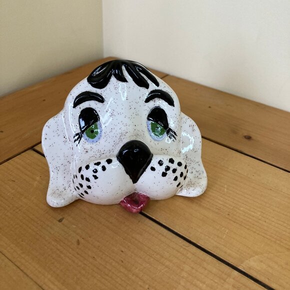 Arnel's Ceramic Puppy Dog Eye Glasses Holder Stand Vintage Hand Painted w/ Spots - Picture 2 of 8